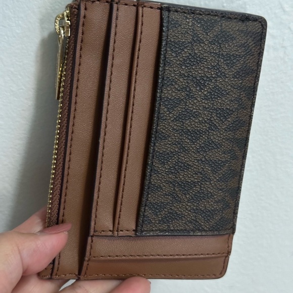 Michael Kors Jet Set Small Double Side Card Case Wallet Brown MK Signatu… - Picture 9 of 11
